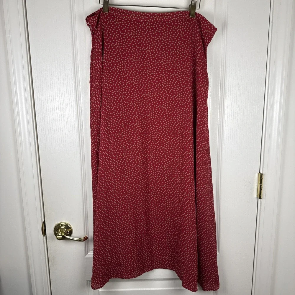 Kasper Red Polka Dot Midi Skirt Size 16 Plus A-Line Career Office Wear